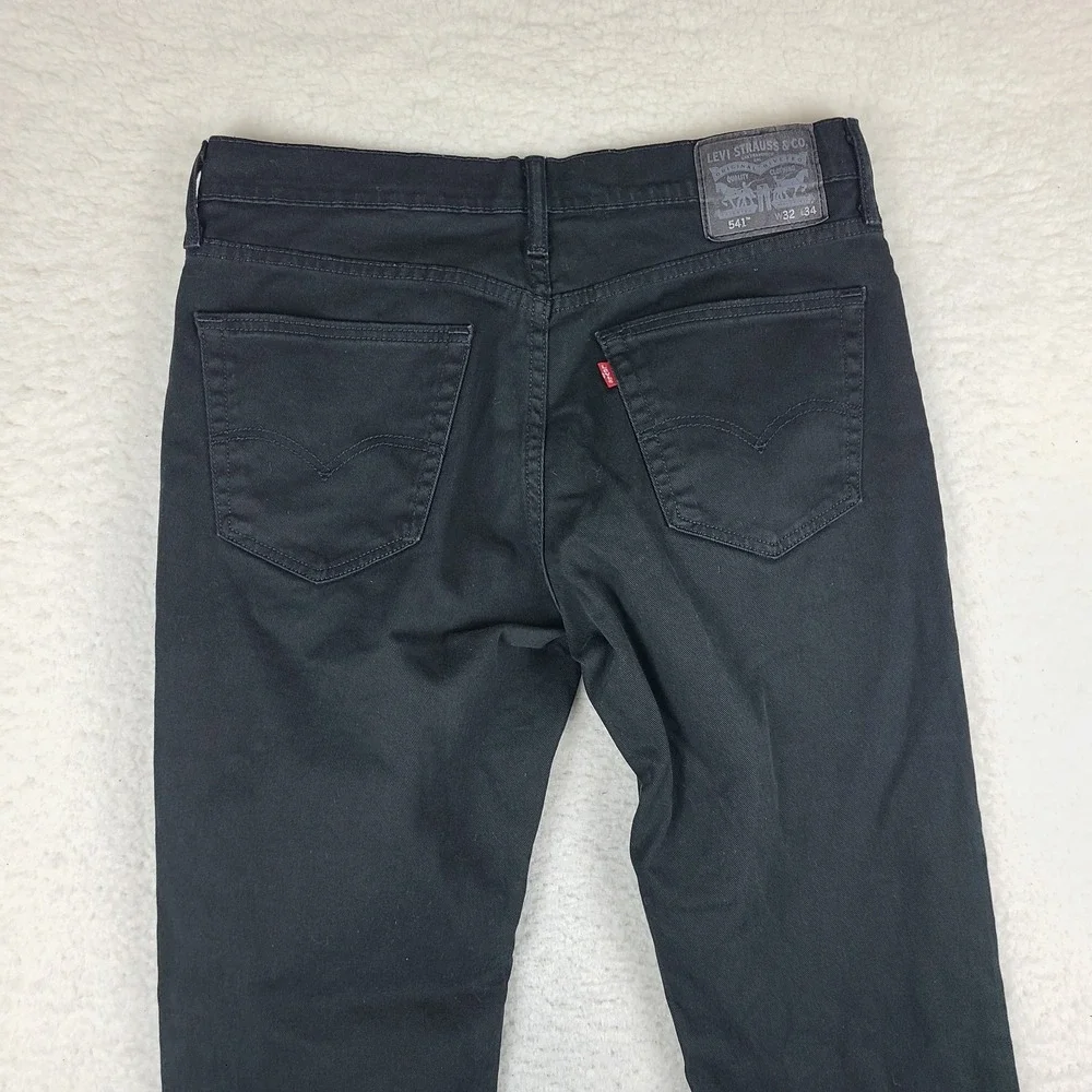 Levi's 541 Jeans Mens 32x28 Black Wash Athletic Fit Denim HEMMED‎